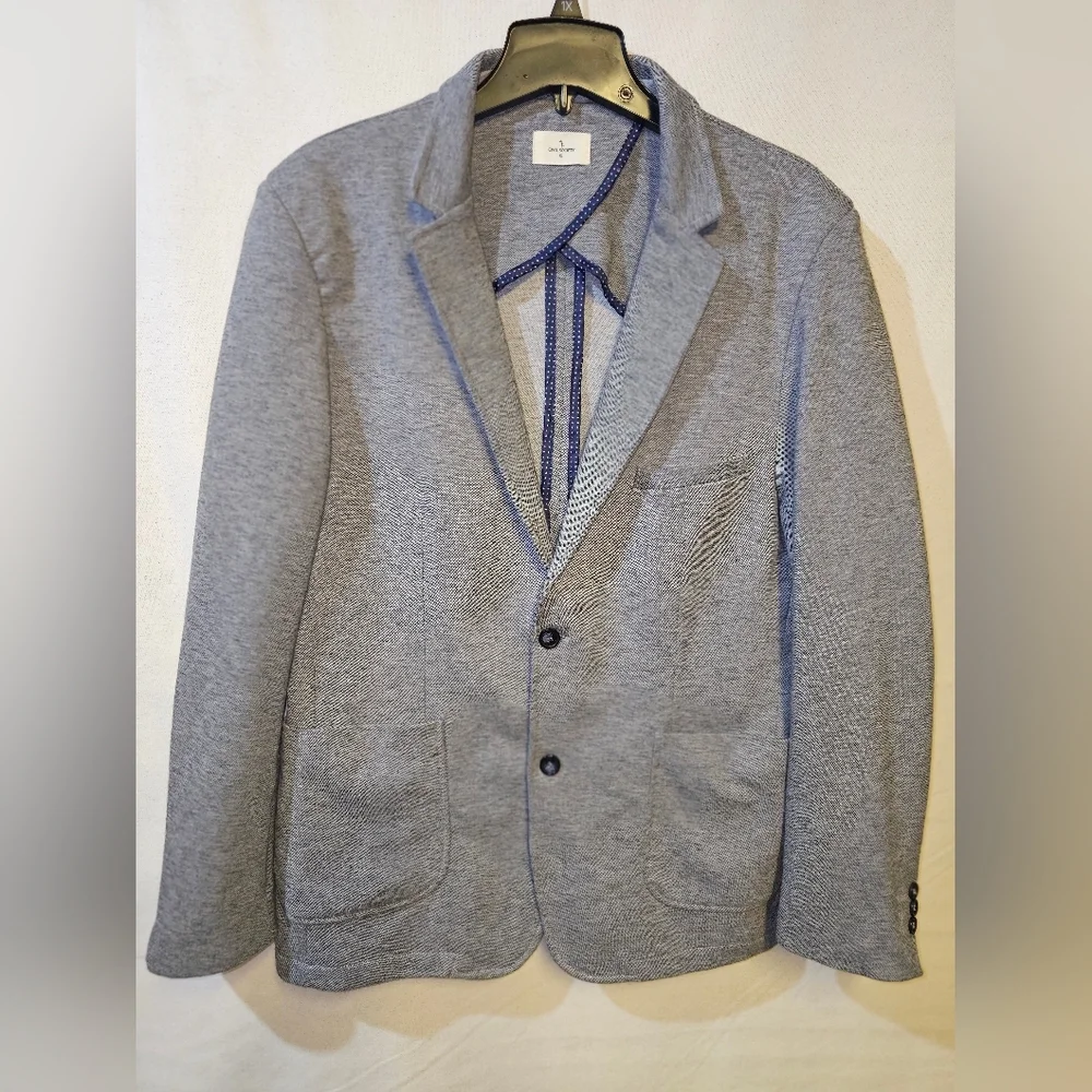 Men's Light Gray Knit Blazer - Casual Tailored Jacket